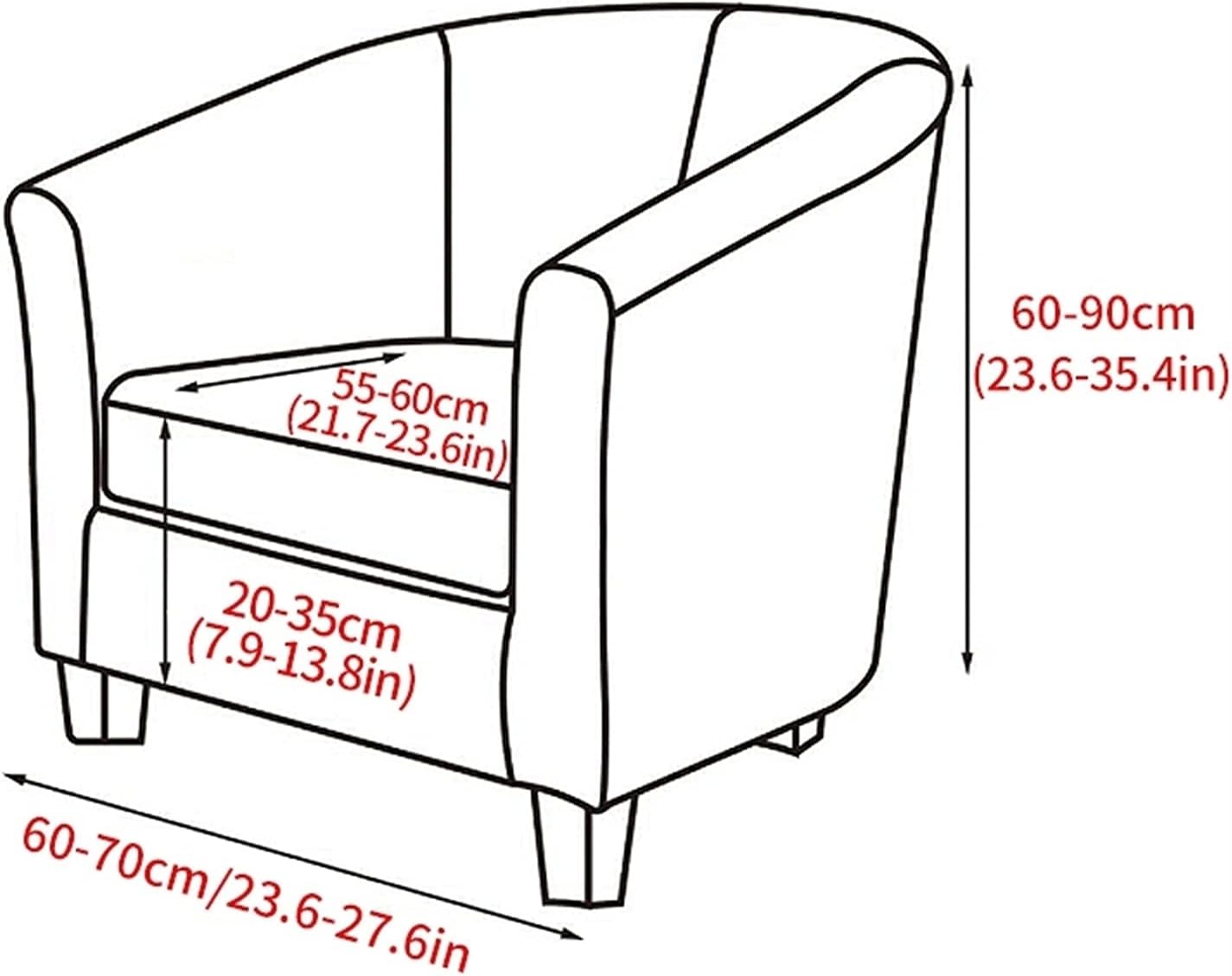 XJHKG Velvet Club Chair Cover Elastic Tub Armchair Seat Cover Removable Sofa Slipcovers for Bar Counter Bathtub Chair Covers (Color : Brown)