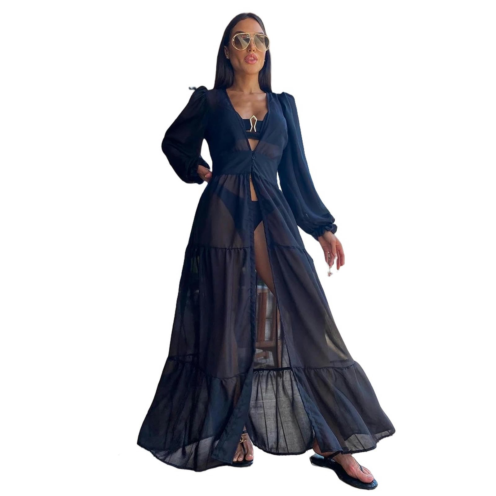 Bikini Beach Cover Up Tunics Long Kaftan Robe De Plage Sarong Beach Swimsuit Cover-Ups