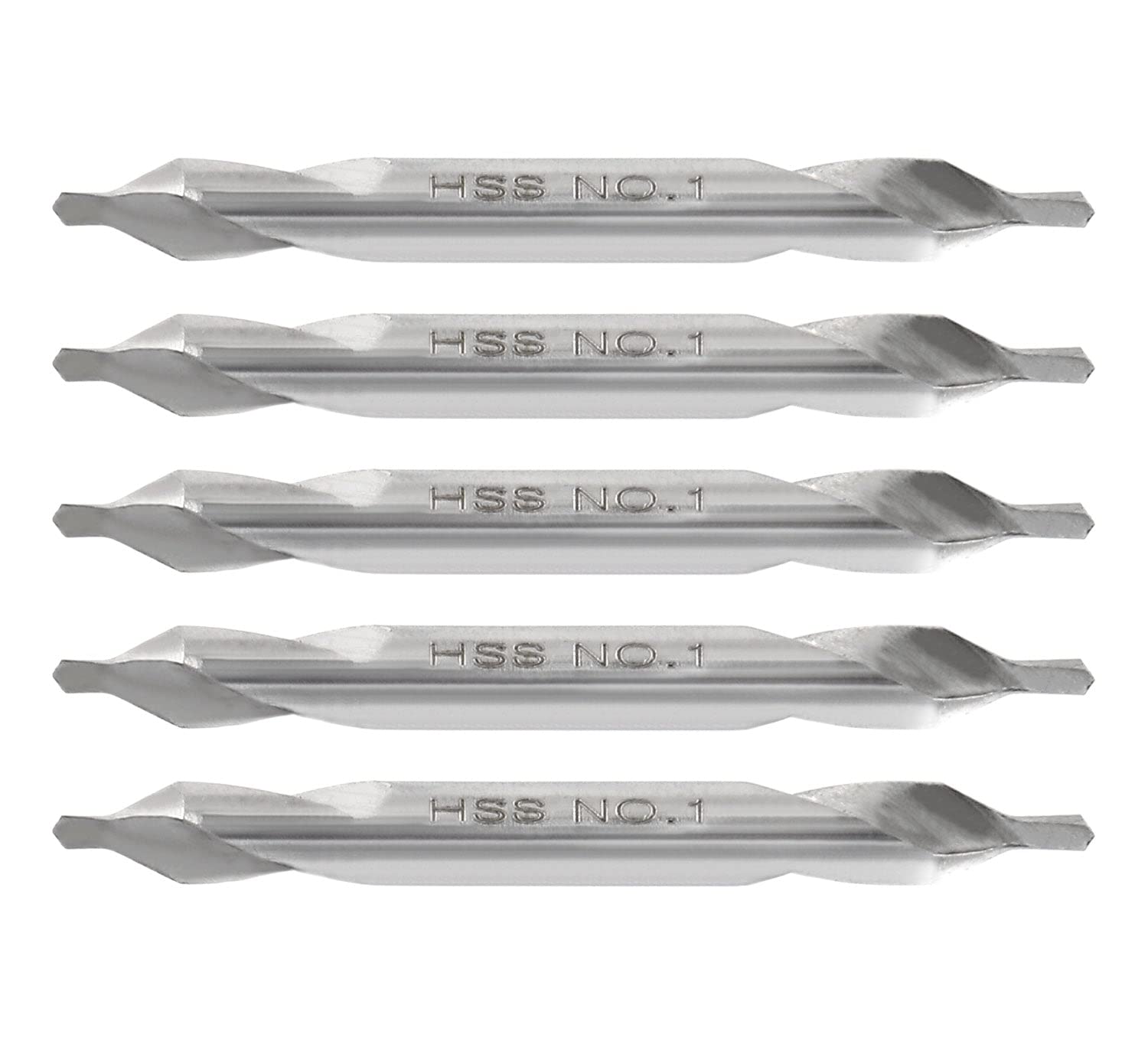 Accusize Industrial Tools No 1, 1/8'' by 3/64'' by 1-1/4'' H.S.S. Center Drill Bits, 60 Deg, 5 Pcs/Set, 0530-0100x5
