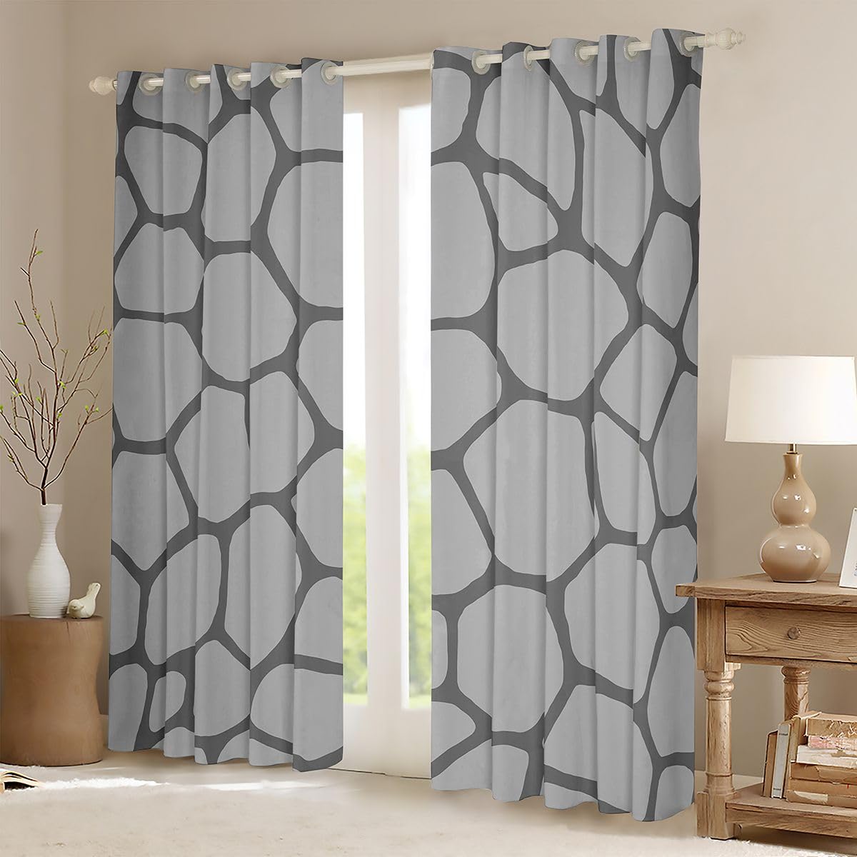 Homemissing Tende con tartaruga marina per camera da letto soggiorno creatura oceanica Sealife tende oscuranti grigie astratte geometriche per finestre, 2 pannelli L 45 x L 72 tartaruga carina