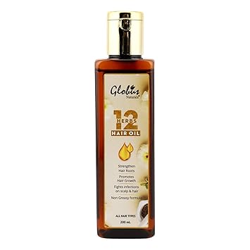 Globus Naturals 12 Herbs Hair Oil |Strengthen Hair Roots | Promotes Hair Growth | Fights infections on scalp & hair| Free from SLS & Paraben-200 ML