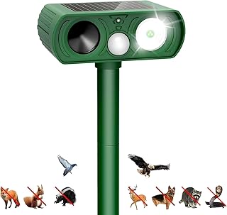 Repulsif Chat Exterieur Solaire, Répulsif Chat Ultrason, Répulsif pour Chat, IP65 Repousse Chat Exterieur avec Détecteur de Mouvement et LED pour Anti Chats Chiens Souris Ratons Renards Oiseaux Rats