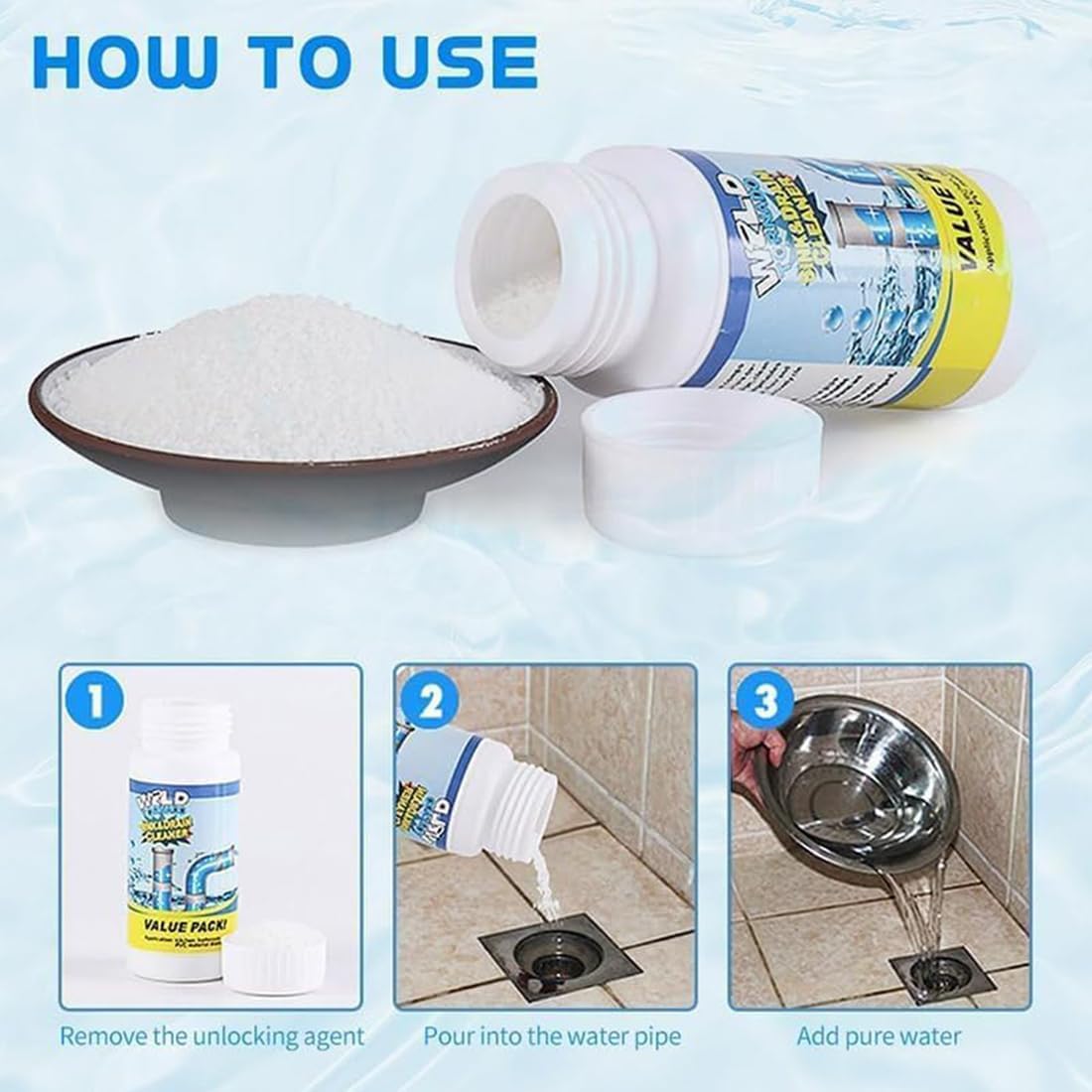 Rohrreiniger Extrem Stark, Abflussreiniger für Küche, Bad & Toilette Hochwirksamer Rohrreiniger Mit Aktivschaum, Toilettenreiniger Schnelle Reinigung (4PCS)