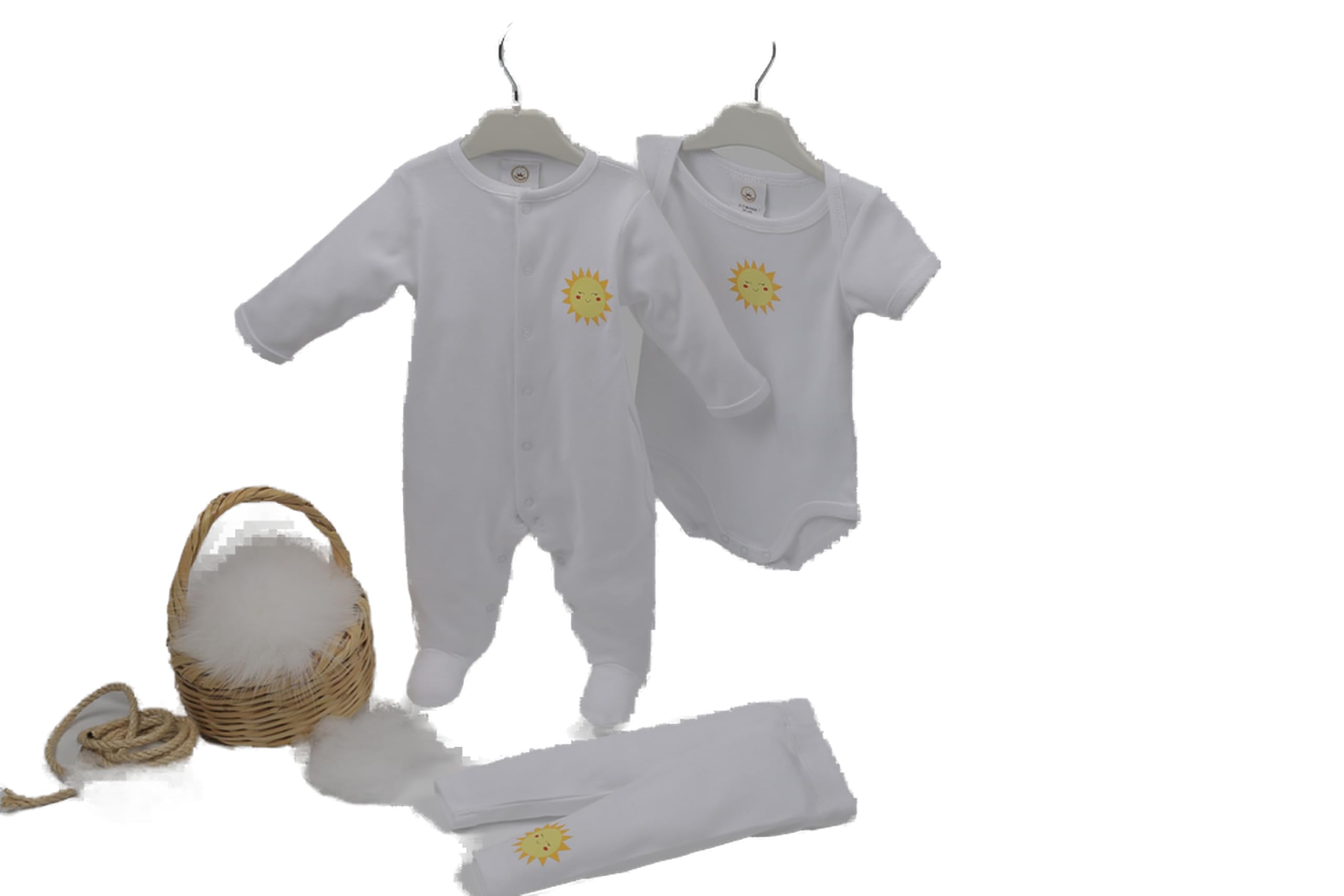 Ensemble 3 pièces pour bébé blanc 2 mois vêtement naissance layette blanche