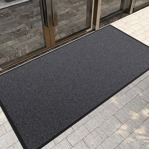 Front Door Mat, 10' x 36" Heavy Duty Indoor Outdoor Doormat, Non-Slip Welcome Mats for Entryway, Rubber Backing Low Profile Commercial Door Mats