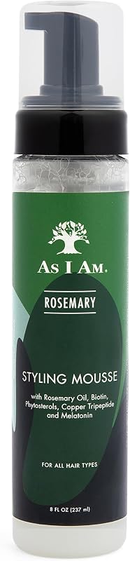 As I Am Rosemary Styling Mousse 8 Fl Oz (237 ml) - with Biotin & Saw Palmetto