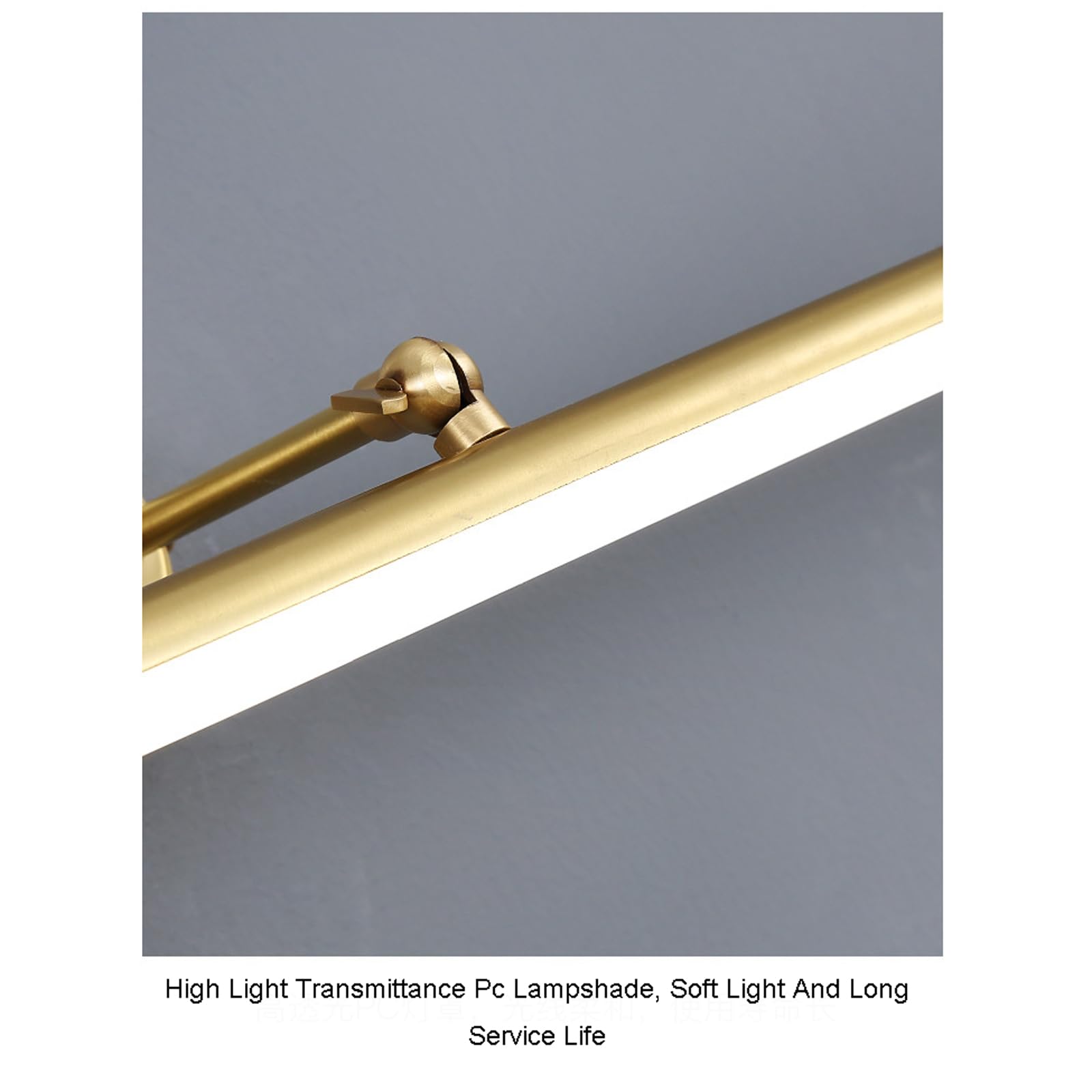 Lampada da toeletta a LED in ottone con paralume per PC Illuminazione da bagno dimmerabile su specchio Lampada da quadro con opere d'arte retrò Lampada da parete regolabile a 180°