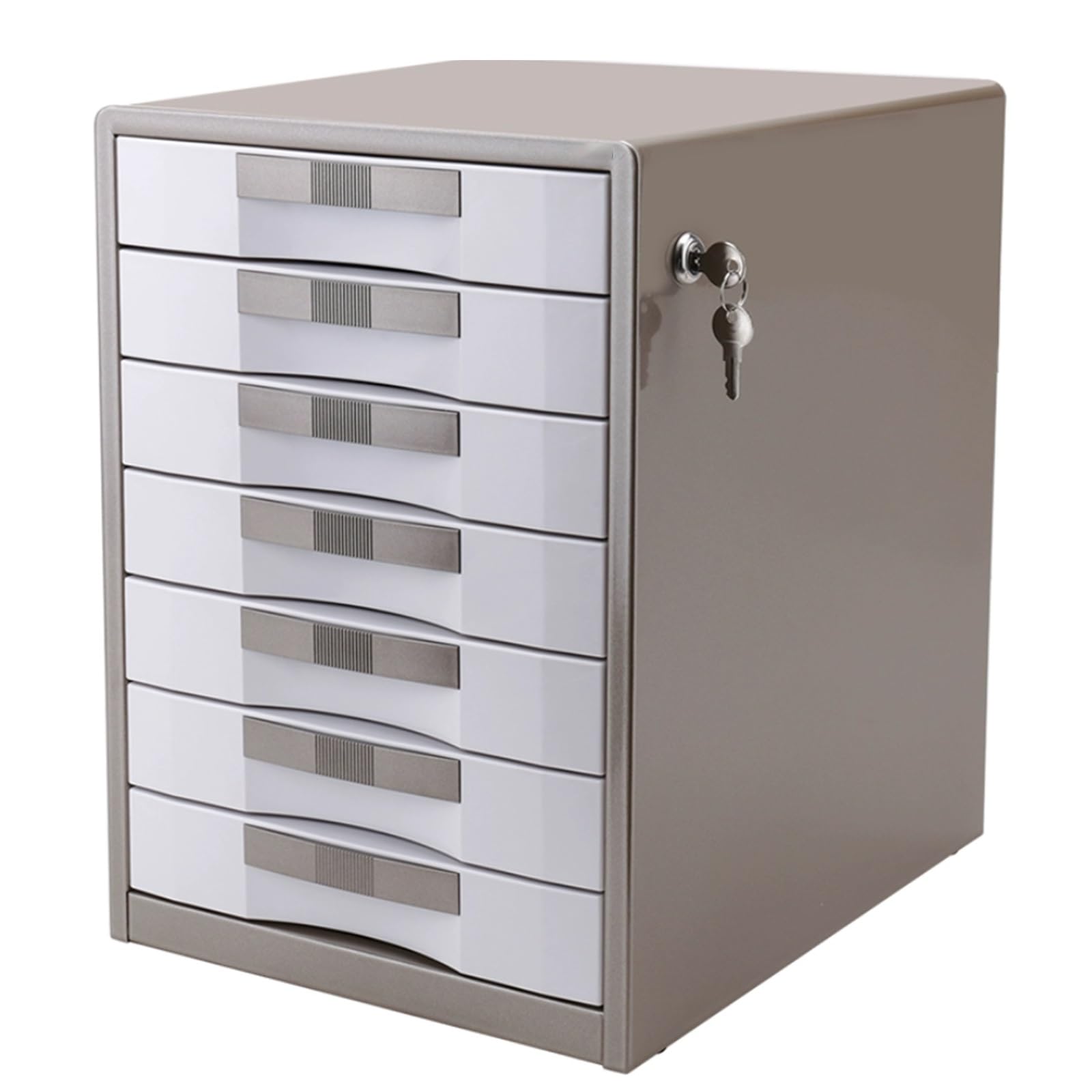 Abschließbarer Aktenschrank aus Metall für den Schreibtisch – 7 Schubladen für A4/Briefe, Dokumente, Ordner & Papiere, Büroaufbewahrungslösung & stilvolles Design
