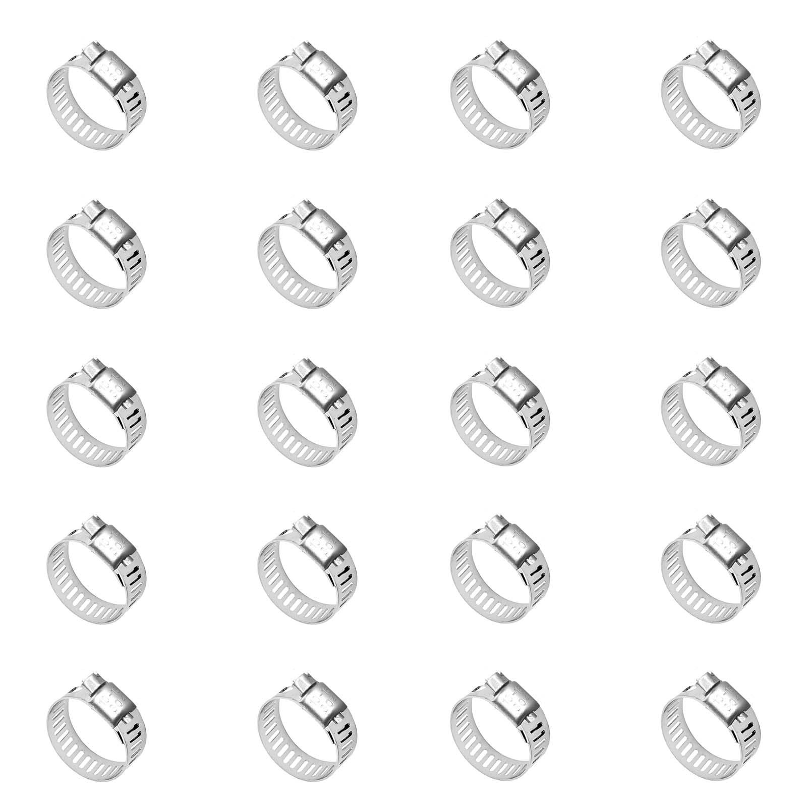 Hose Clamp-20pcs Stainless Steel Hose Clamps Adjustable 1/2''-3/4''(13-19mm) Worm Gear Hose Clamp,Metal Fuel Line Pipe Clamp for Fuel Line,Plumbing,