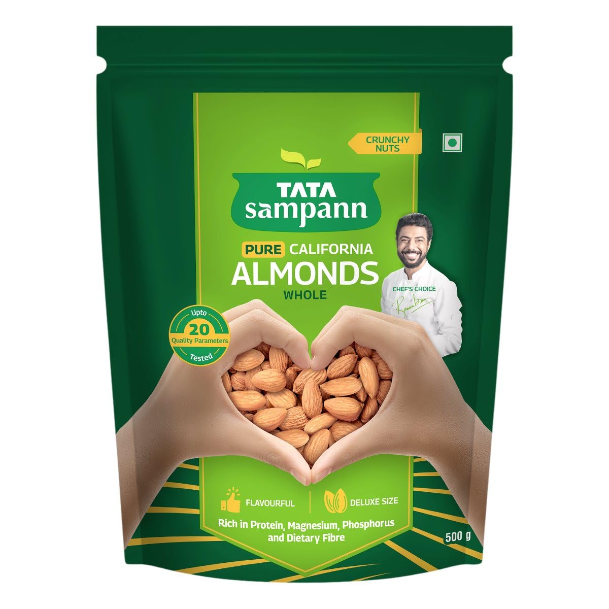 Tata Sampann Pure California Almonds/Badam Whole, 500g, Real