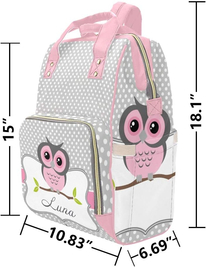 Personalized Owl Diaper Bag Backpack with Name Custom Mommy Nursing Baby Bags Nappy Bag Travel Daypack for Mom Gifts