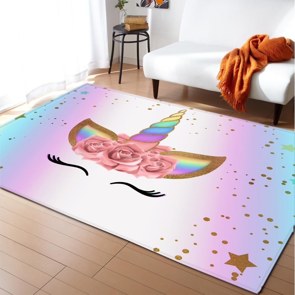 Zerbino Ingresso Esterno Unicorno Astratto Dorato Tappeto Esterno Poliestere Tappeto Cucina Addensare Tappeto Salotto Antiscivolo Tappeto Ingresso Interno Lavabile Zerbino Ingresso 100x120cm