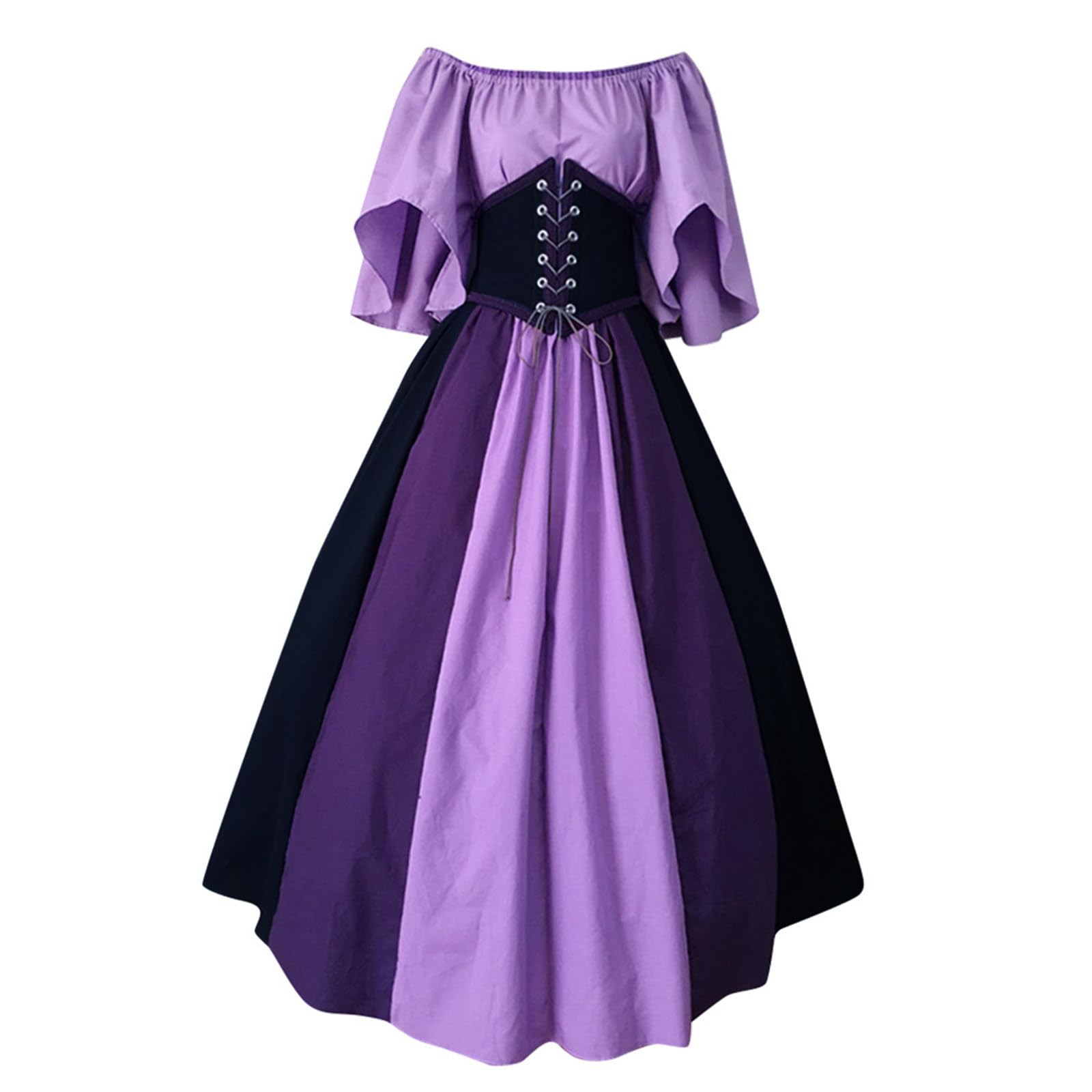 Womens Renaissance Costume Vintage Elegant Lace up Halloween Gown Princess Dress with Corset Medieval Evening Party Prom Cocktail Swing Victorian Dresses for Ladies