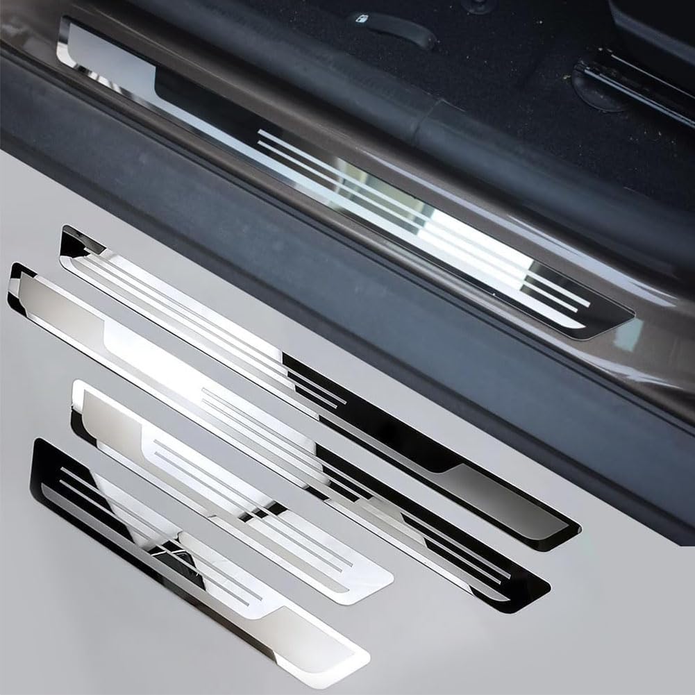 Eqhcvces Car Door Sill Strips For Discovery 4 5-Seats 2010-2016, Stainless Steel Kick Plates Welcome Pedal Threshold Cover Sills Protector Scuff Plate
