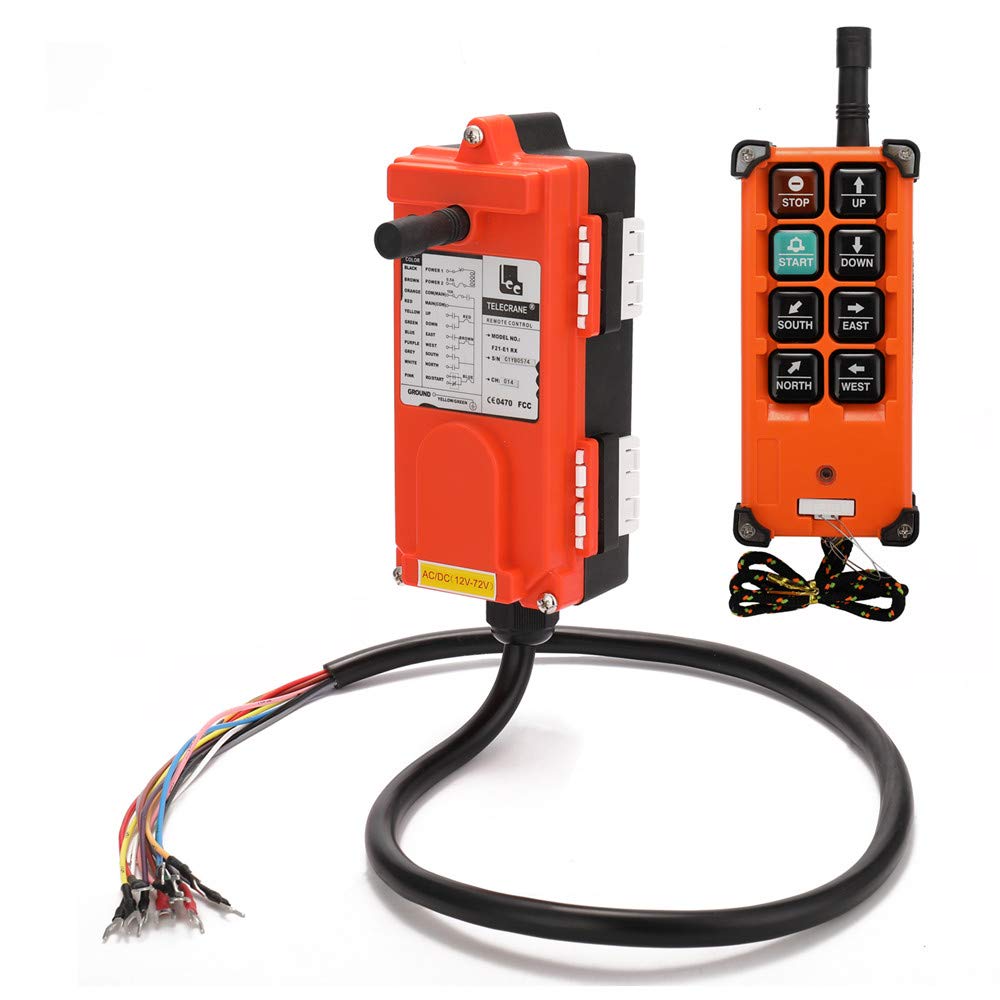 24V Electric Hoist Remote Control, Industrial Wireless Remote Waterproof Hoist Crane Switches Control with 8 Operating Buttons - for Lifting Cranes