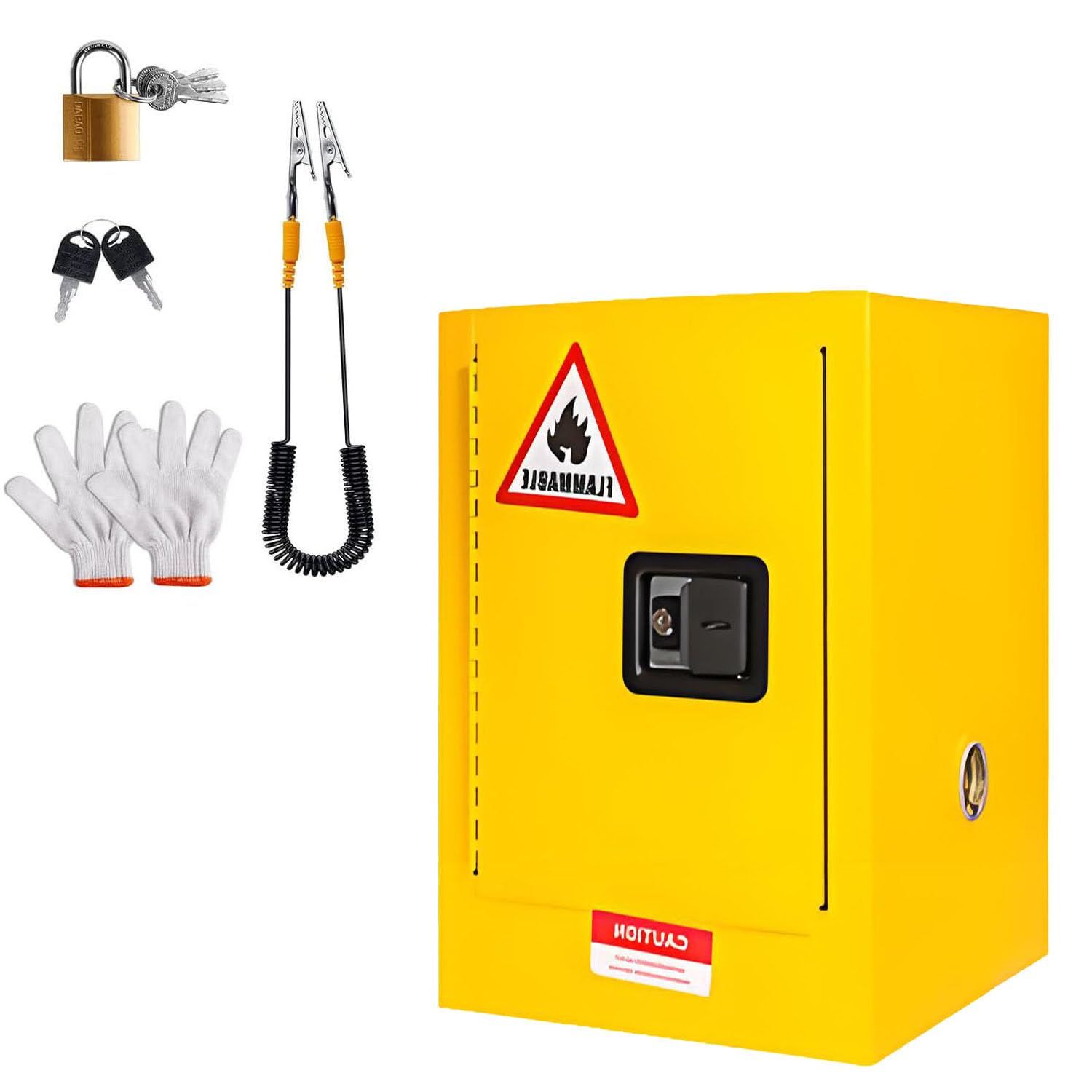 Armario de Seguridad para Materiales inflamables, para Almacenamiento de Productos químicos, de Acero ignífugo de Doble Capa con Estante Ajustable y Sistema de Cierre de 3 Puntos.