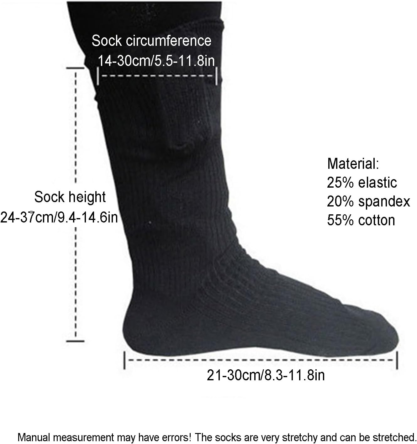 Heated Socks for Men Women, Heated Ski Socks, Powered by 6*AA Batteries (not Included), for Winter, Hunting, Camping, Hiking, Cycling, Outdoor Work