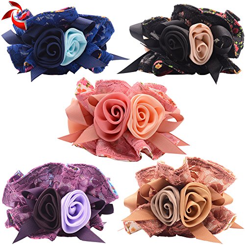5 Pcs Womens Girls Lady Effortless Beauty Thermal Twisters Headwear Hair Band Bows Ponytail Holder Tie Accessories (C009)