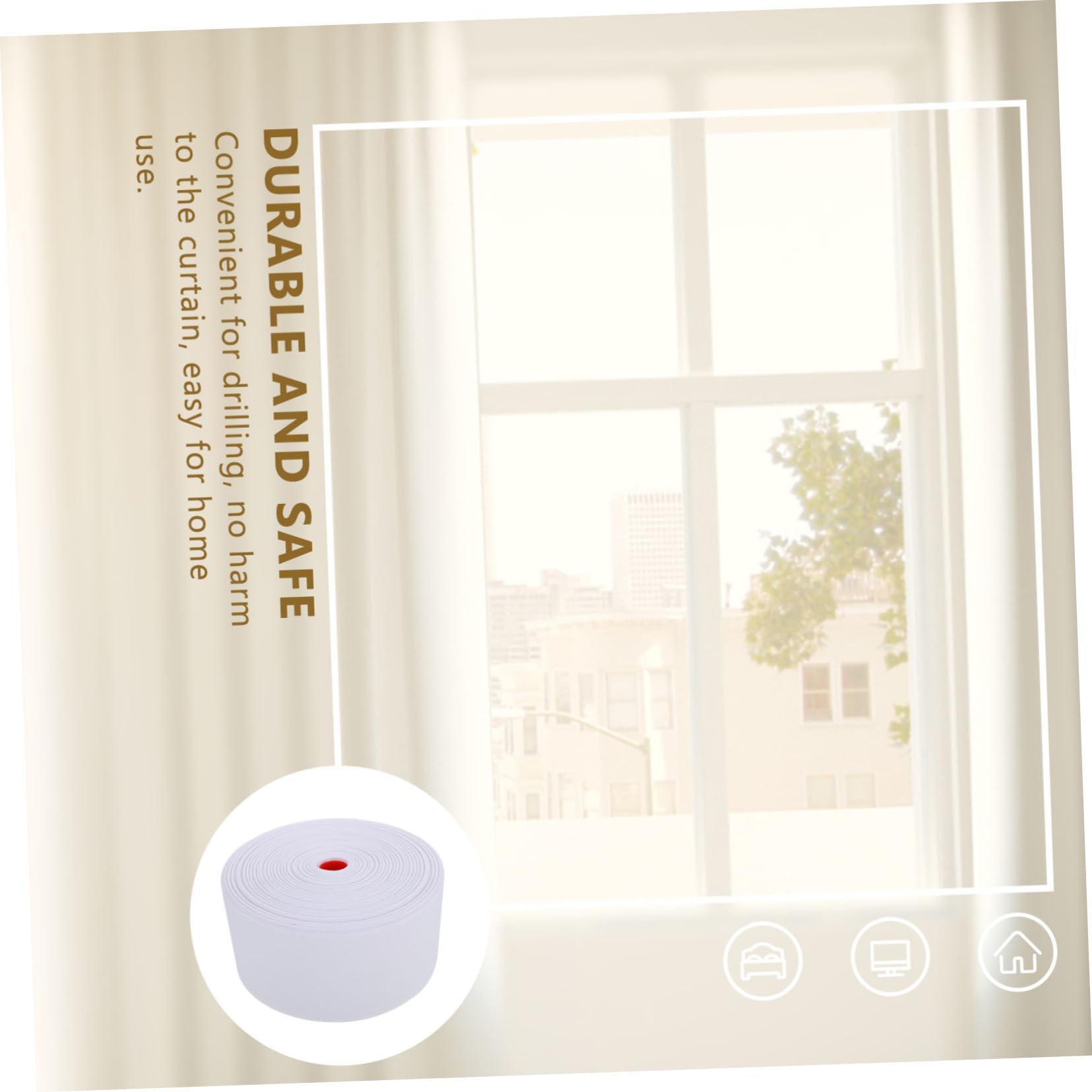Operitacx Ruban à Œillets pour Tête de Rideau, Polyester, 8cm, Léger et Résistant, pour Rideaux D’intérieur, Blanc, Pratique à Perforer