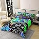 Baumwolle Jungen Gaming Duvet Cover 135x200,Gamepad Game Bettwäsche Set,Gamers Tie Dye Bettbezug für Kinder Teens,Hip Hop Cartoon Gestaltung Bequeme Bettdecke,Reversible