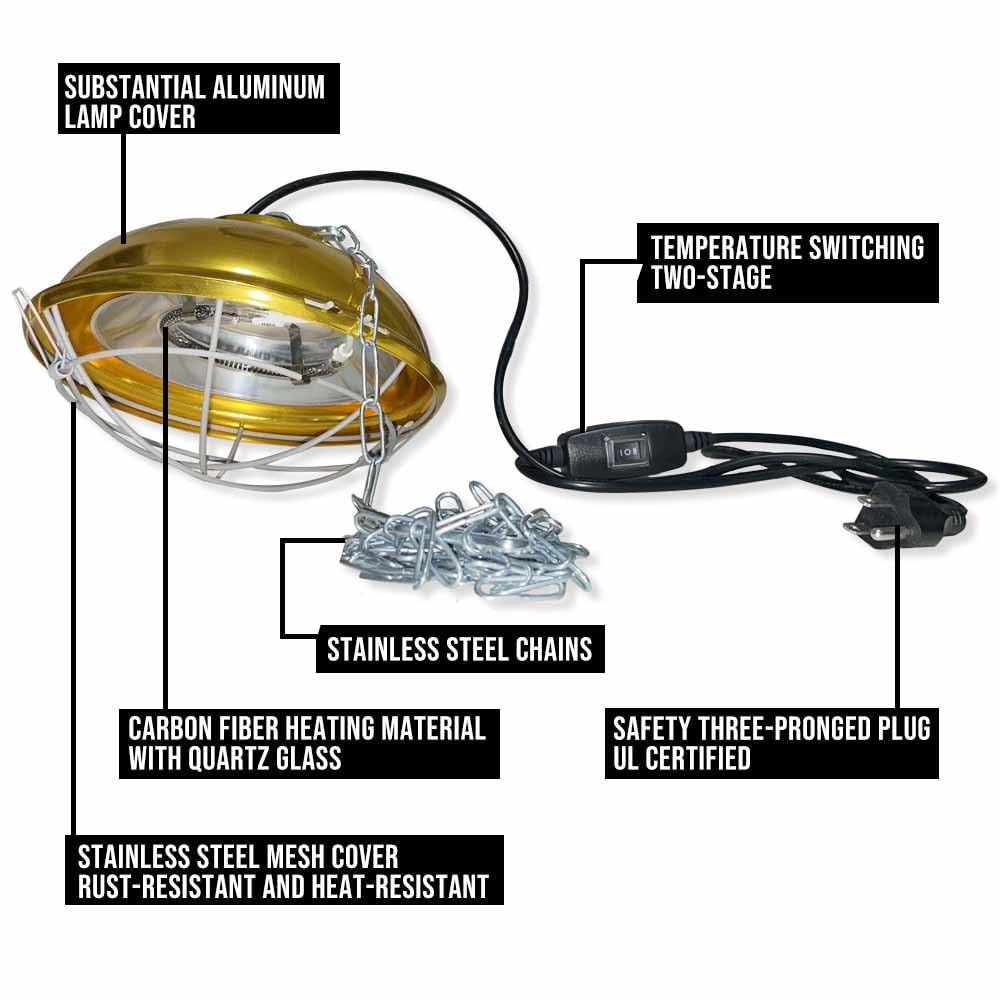 300 Watt Hühnerstallheizung, professionelle Wärmelampe für Hühner, Küken, Kaninchen oder Entchen, Vollaluminiumlegierung & wasserdichte Wärmelampe für Hühnerställe