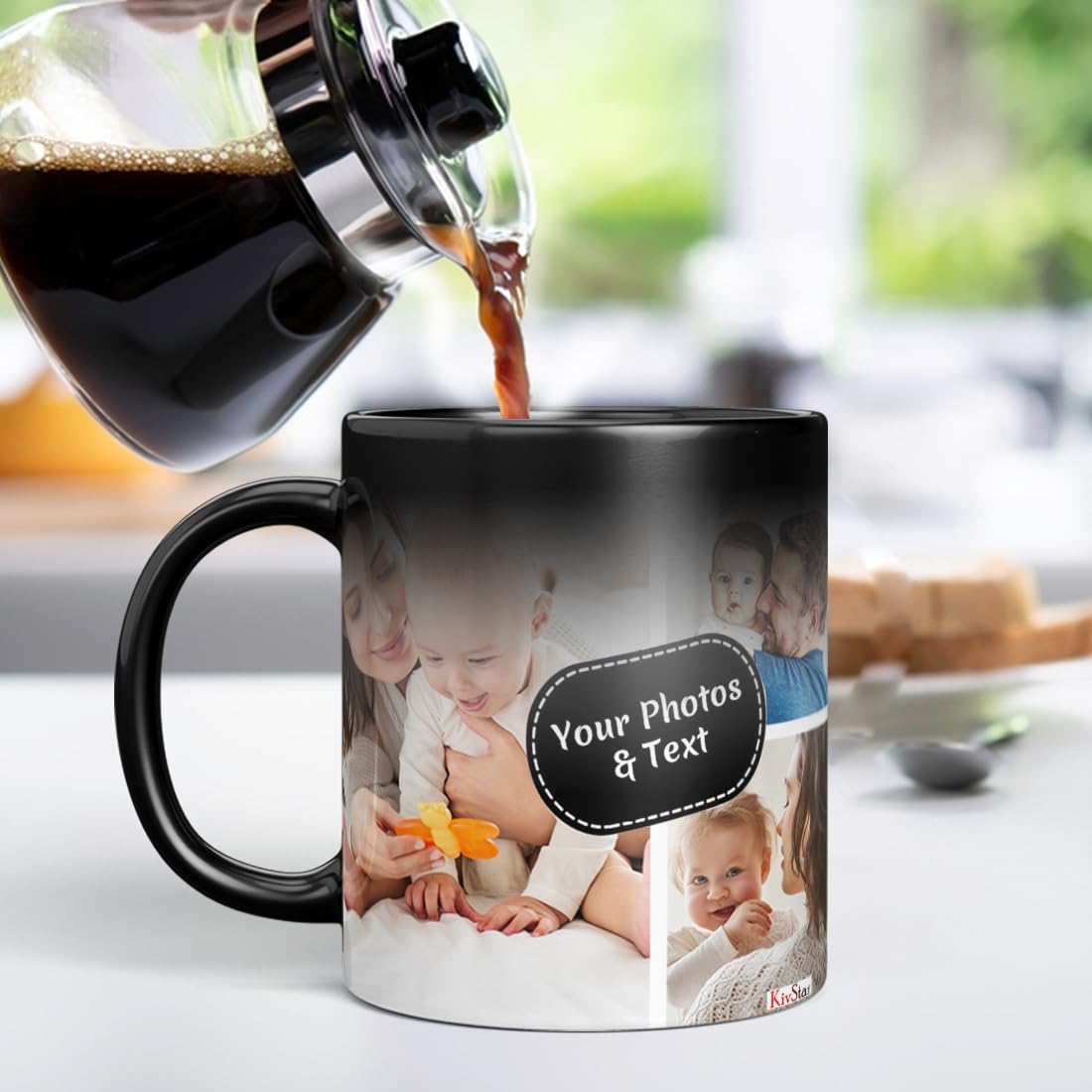 KivStar Magic Mug Custom Your Photo, Name, Logo Text Personalized Ceramic Magic Mug Gifts for Boyfriend, Girlfriend, Birthday Gift, Valentines Day Gift, Rakhi Gift -325 Ml (7 Photos, Magic Mug) (B0D17XV45Z) Amazon Price History, Amazon Price Tracker