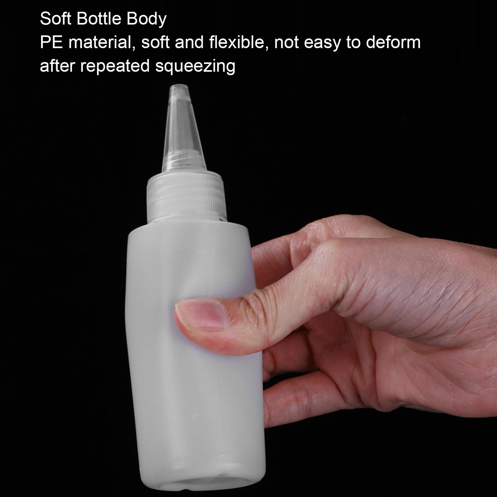 100 szt. Małe Plastikowe Butelki Wyciskane z podziałką 20 Ml, Szeroki Zakres zastosowań Kosmetyków Balsamy Szampony Olejki Kleje Farby Mydła, Lekkie Przenośne Butelki na Pikniki