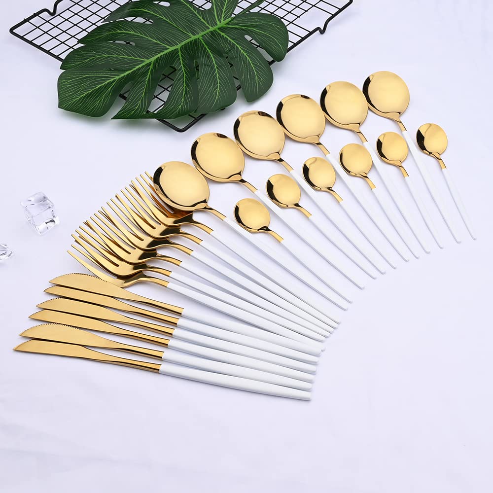 Set di posate in argento, set da 24 pezzi, stoviglie in acciaio inossidabile, coltello, forchetta, cucchiaio, cucina, all'ingrosso, neri(24pcs Green Silver)