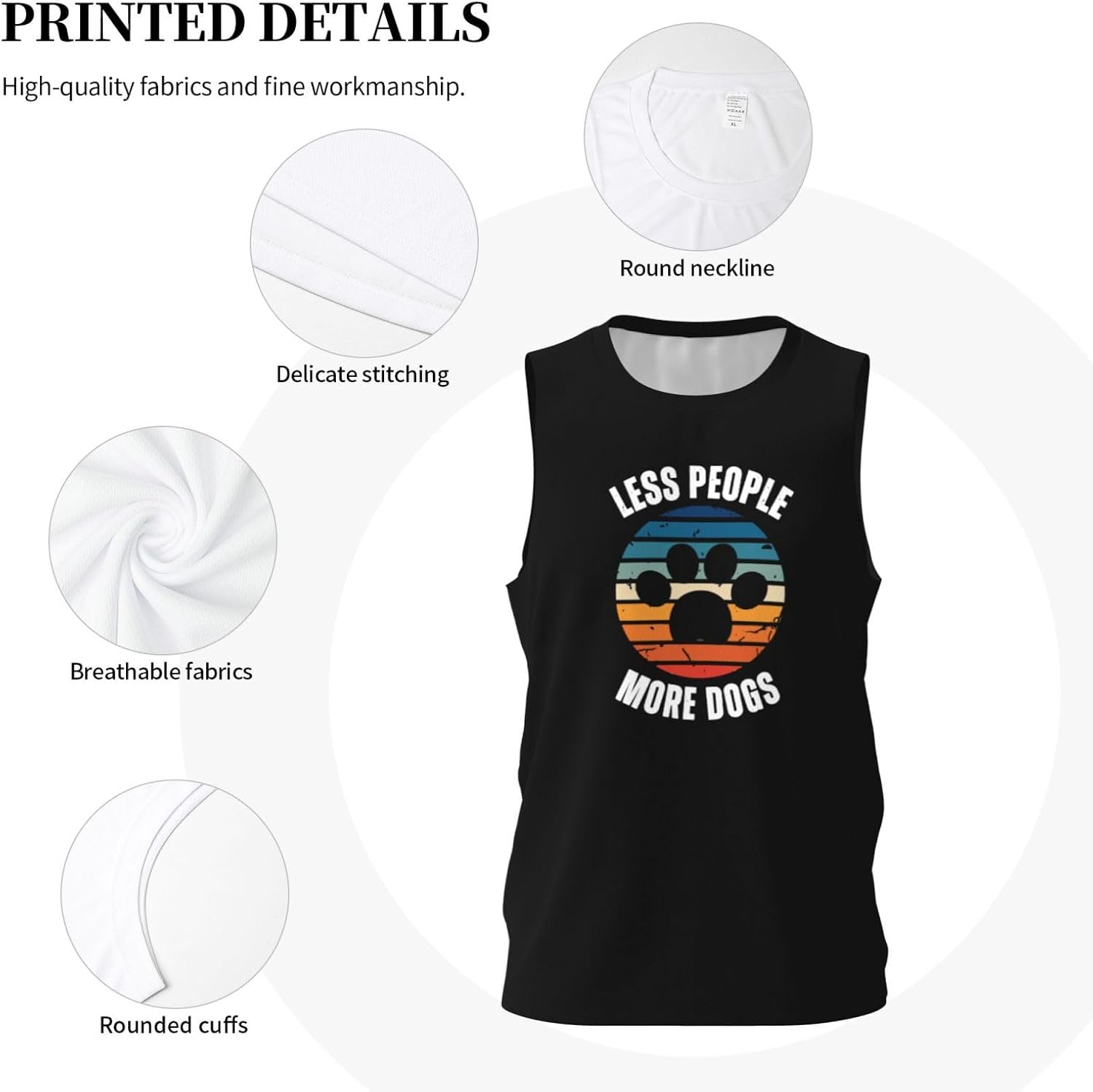 Less People More Dogs Men's Basketball Jersey Tank Top Shirt for Men