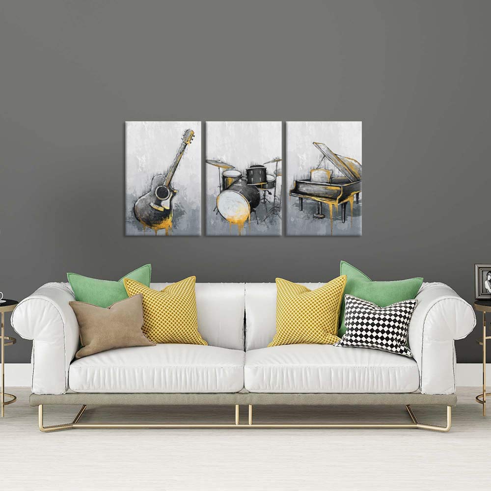 Zlove Modern Music Wall Art Abstract Instrument Wall Decor Guitar