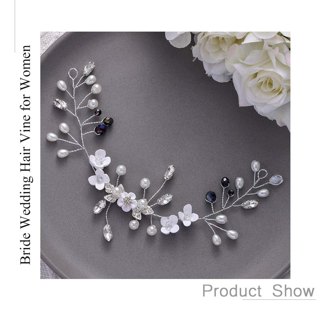 Cerchietto Sposa Con Perle E Cristalli – Vite Per Capelli Argentea Accessorio Da Sposa Per Donne E Ragazze - 3
