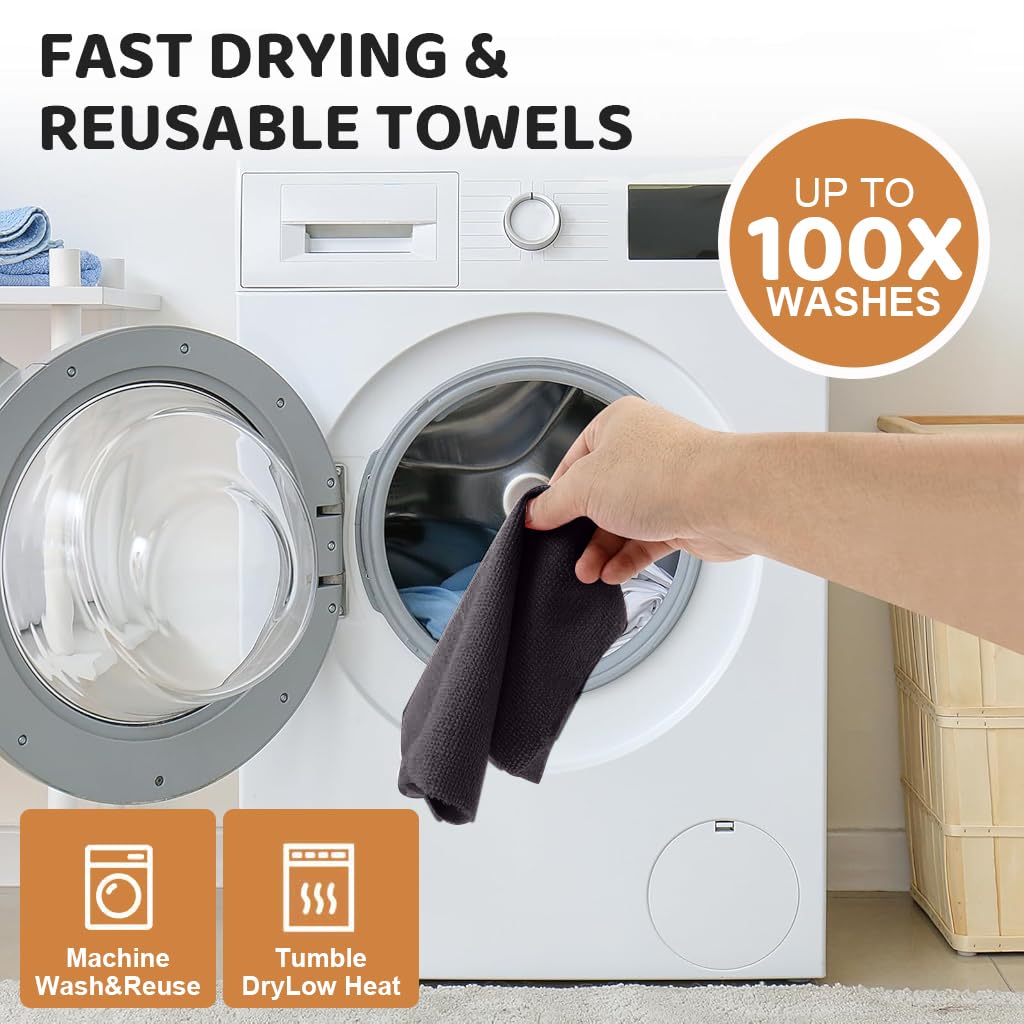 HASTHIP Polyester Reusable Microfiber Cleaning Cloth Roll 50 Pack 9.8in 3