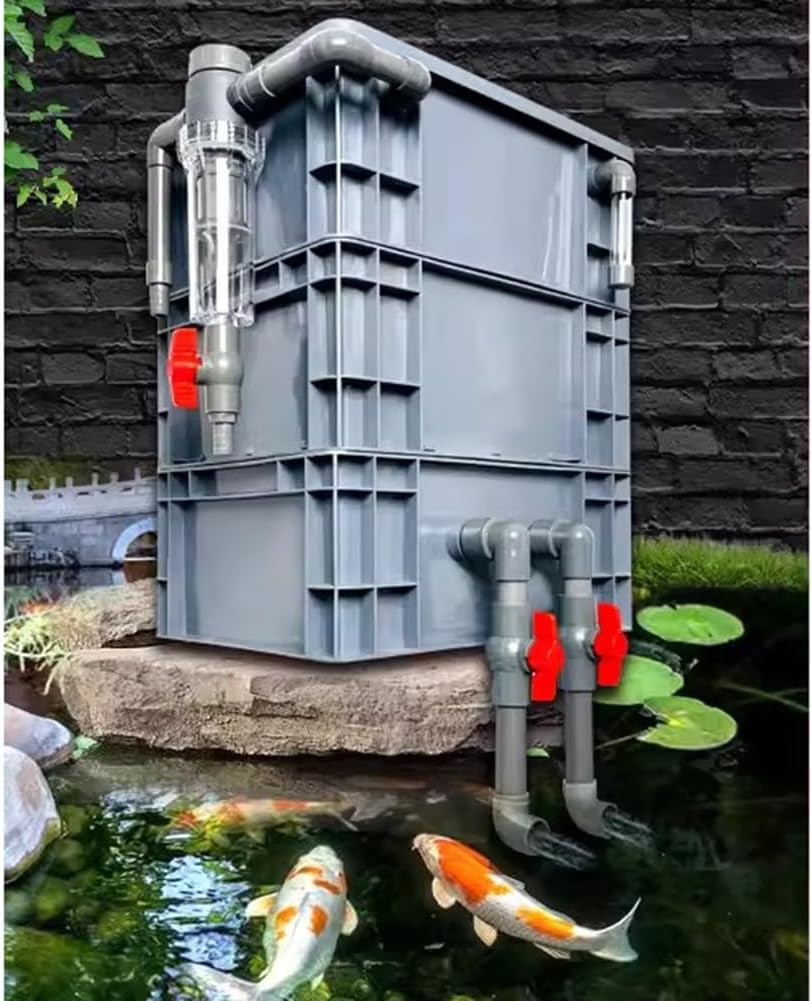 Aquarium Filter Kit for Large Ponds and Fish Tanks ， Multi-Stage Filtration System, Purifies Water and Adds Oxygen, External Water Cycle Filter Box