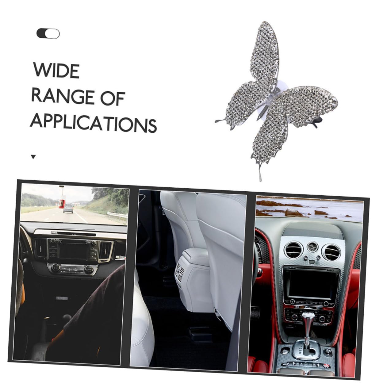 GLEAVI 5pezzi Clip Diffusore Fragranza Auto Forma Di Farfalla Con Strass Decorazione Elegante Per Ventilazione Auto Per Atmosfera Rilassante e Profumata