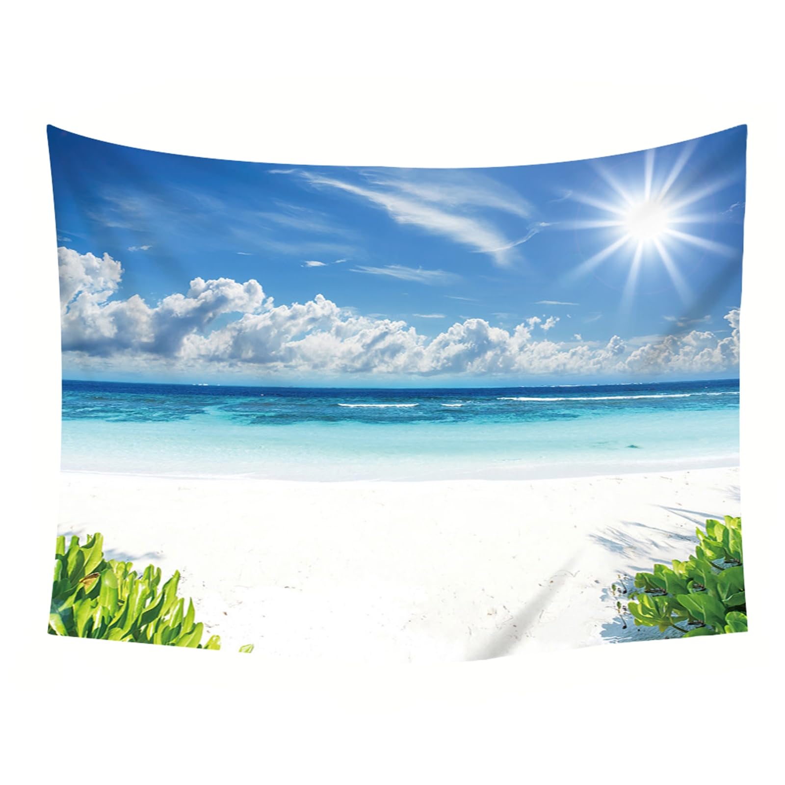 RDSGYZ Dywan ścienny, naturalny, duży, 300 x 256 cm, zasłona ścienna z motywem błękitnego nieba, białych chmur i morza, dekoracja ścienna, pokój dziecięcy, sypialnia, salon