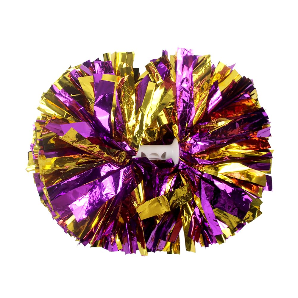 Lovecheer 2PCS/6PCS Metallic Pom Poms Cheerleading with Baton Handle Cheer Pompoms for Kids Adults Team Sports Spirit Party Cheering