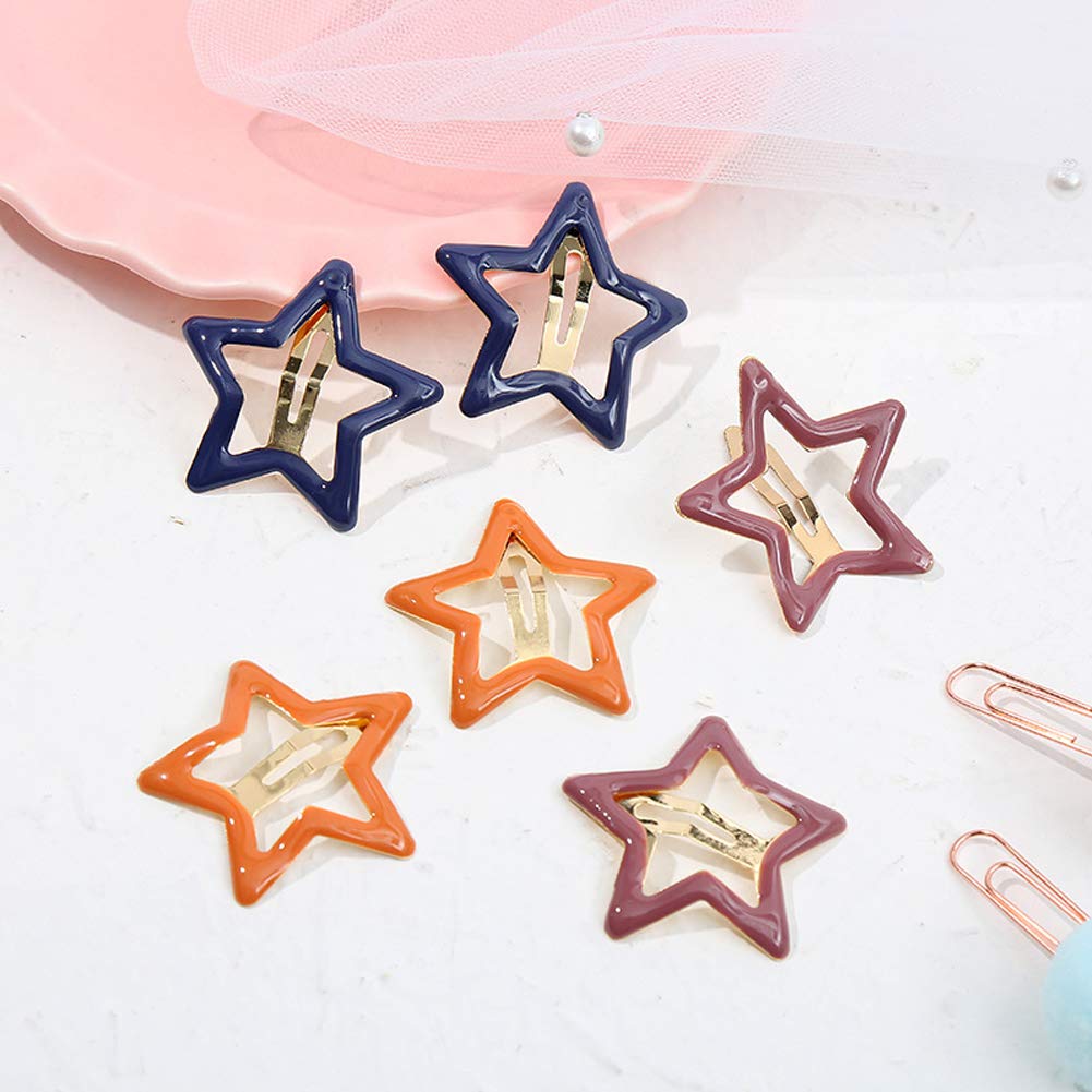 Pinksee 12 Pcs Metal Snap Hair Clips Star Hair Barrettes Hair Accessories for Women Girls (Star)