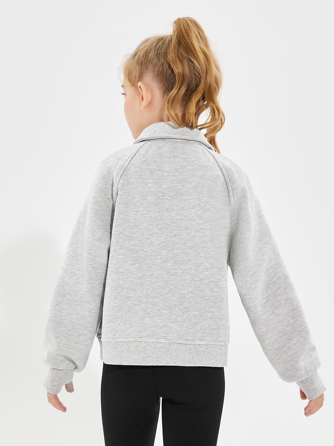 Haloumoning Girls Half Zip Sweatshirt Long Sleeve Pullover Crop Tops Kids Lightweight Fleece Fashion Winter Clothes - Image 5