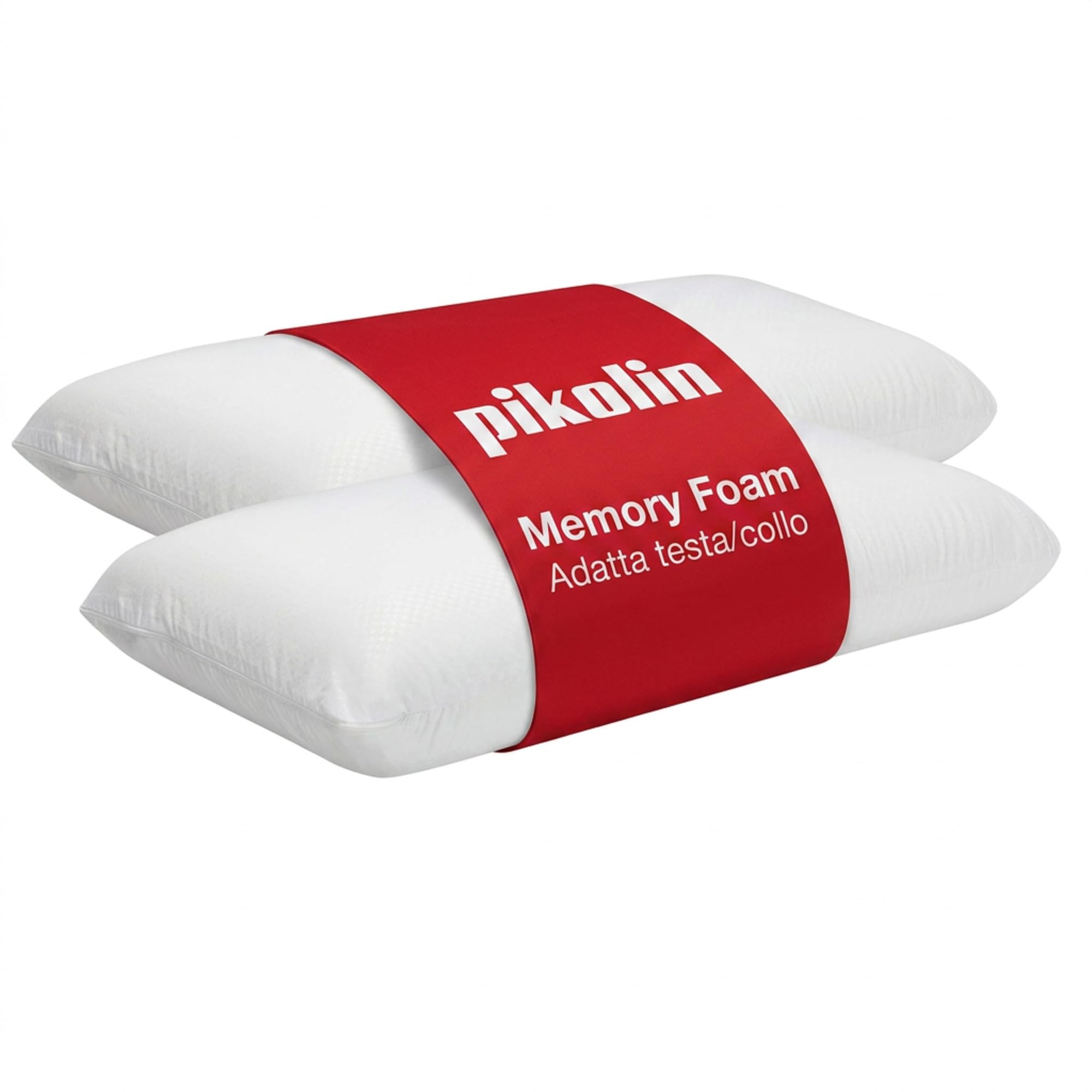 PIKOLIN Set 2 Cuscini Memory Foam da Hotel 70 cm - Adattabilità al Collo e Ipoallergenici - Guanciale Letto Media Rigidità per Tutte Le Posizioni di Sonno - Doppia Federa Traspirante e Morbida