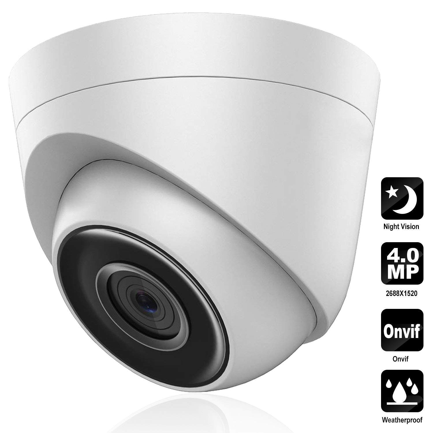 4MP Outdoor Network Turret Camera, DS-2CD1341-I 2.8mm Dome IP POE Security Camera, IP66 Surveillance Camera
