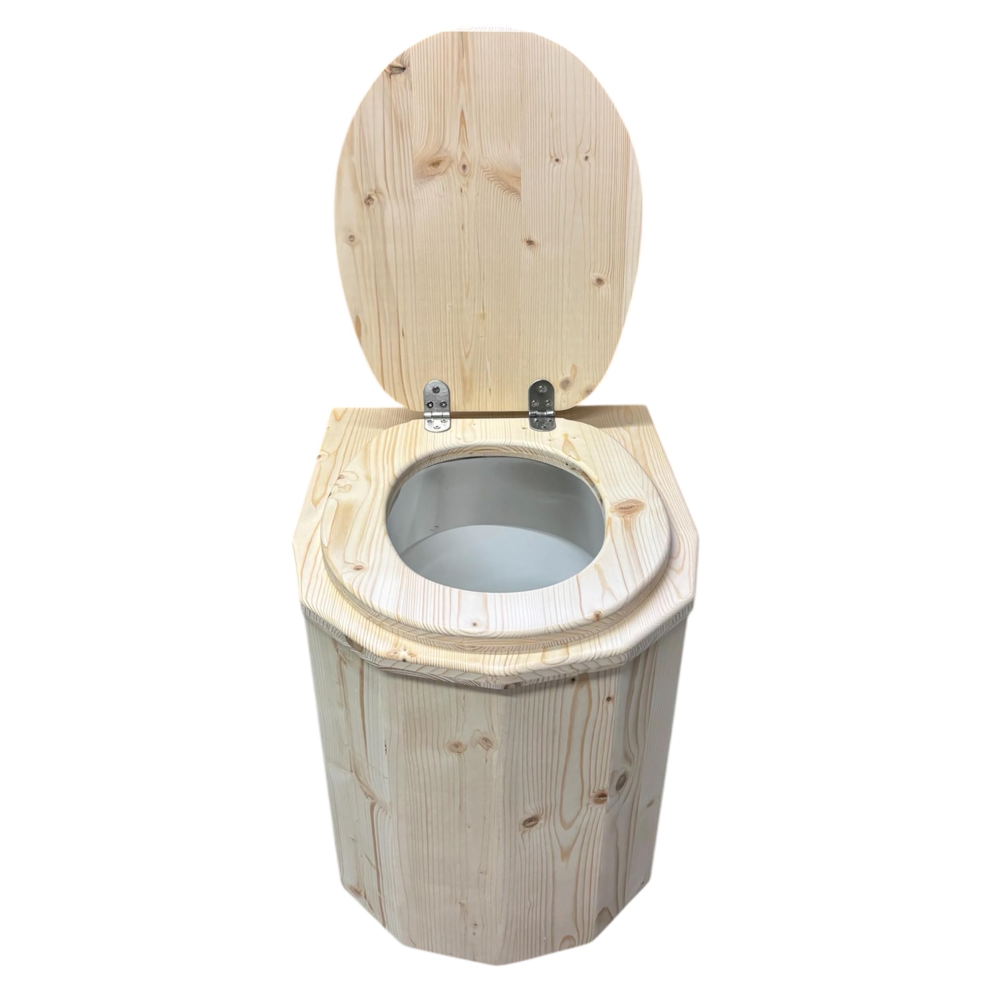 Toilette seche Premium Bois avec Bavette INOX et Seau plastique 20L - Fabrication Française Artisanale