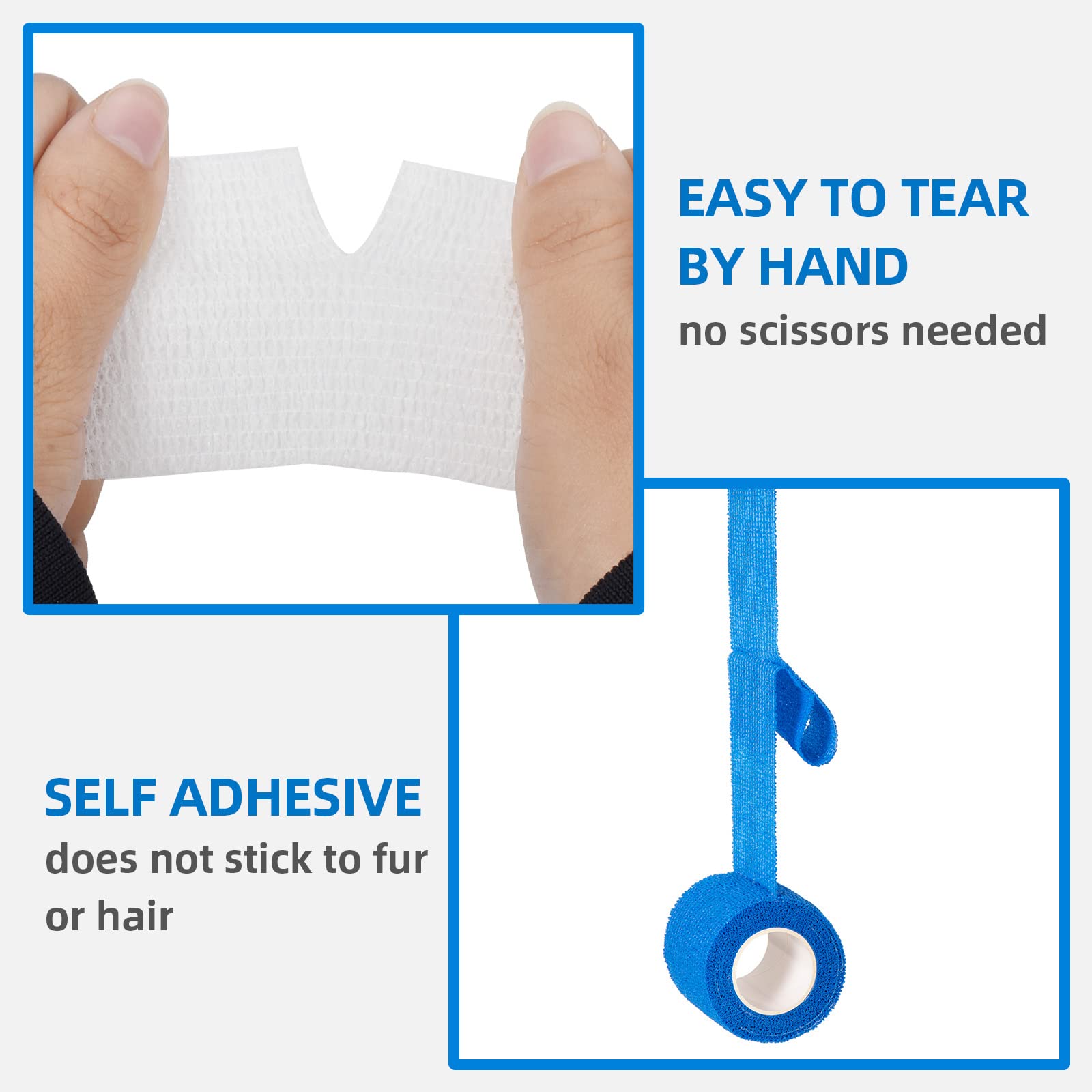 4 Rolls Cohesive Bandages Pet Vet Wrap for Dogs Cats Horse Elastic Self Adherent Bandage 5cm x 4.5m Self Adhesive Bandage Tapes for Sports Finger Wrist Assorted Color — view 4