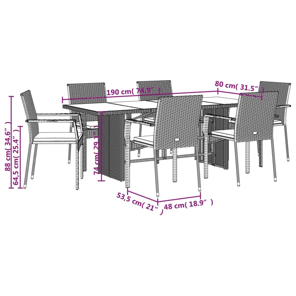 Set di mobili da giardino con cuscini, set da pranzo per terrazza e balcone, in polyrattan resistente alle intemperie, tavolo in legno di acacia, sedie impilabili, set da salotto per esterni