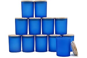 Blue Glass Candle Jar with Lids for Candle and Spice Making