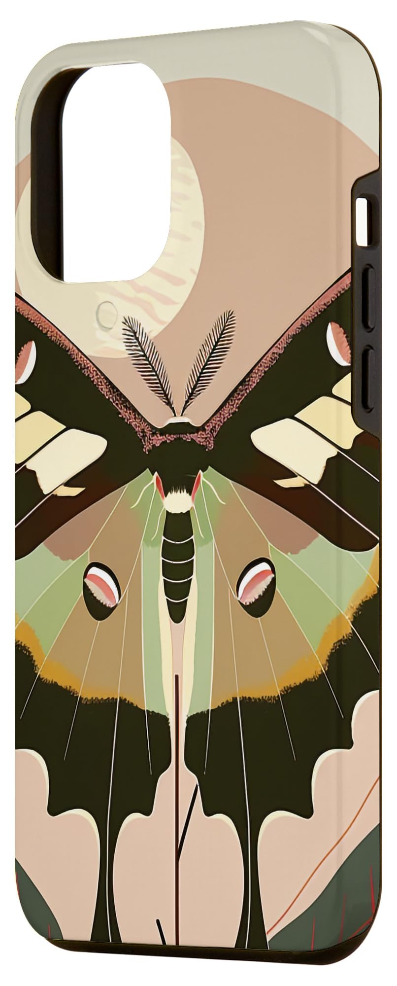 iPhone 13 Pro Max Pastel Taupe Cute Floral Luna Moth Abstract Case - Image 2