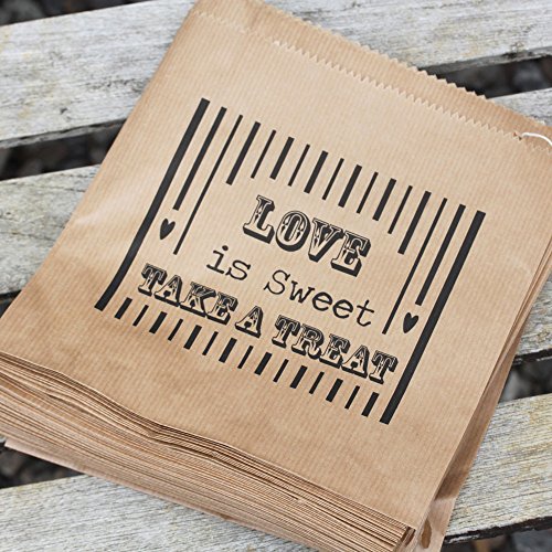 Luck And Luck Kraft Brown 'Love Is Sweet' Bag - Wedding Sweet Candy Bar x 90 Favours by Luck and Luck