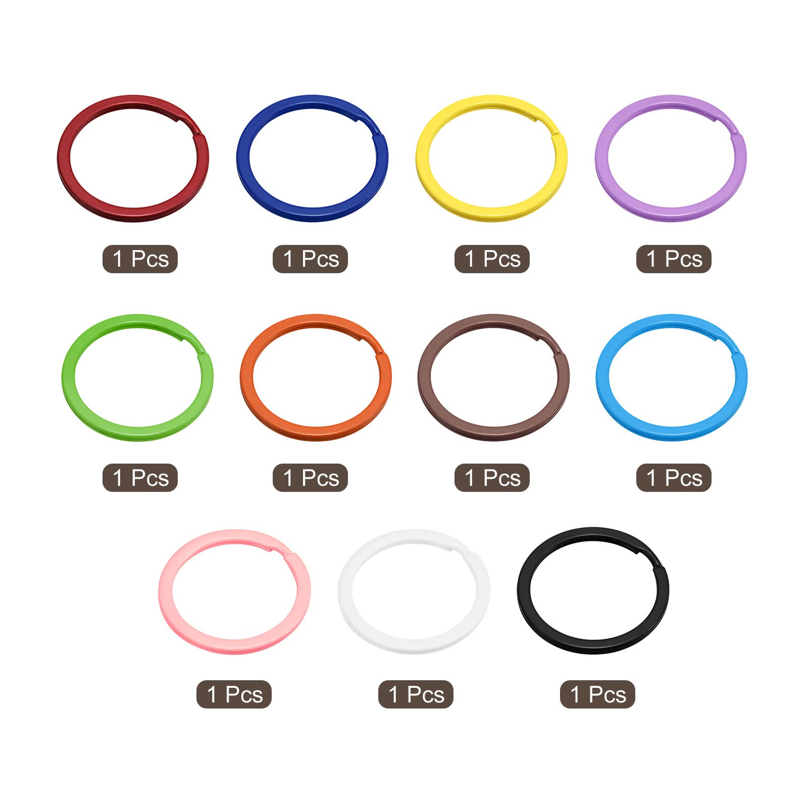 Sourcing Map Set Di 11 Anelli Portachiavi Divisi In Acciaio Al Carbonio – 30 Mm Diametro, Colori Assortiti (rosso, Nero, Blu, Verde, Etc), Per Chiavi E Decorazioni - 2