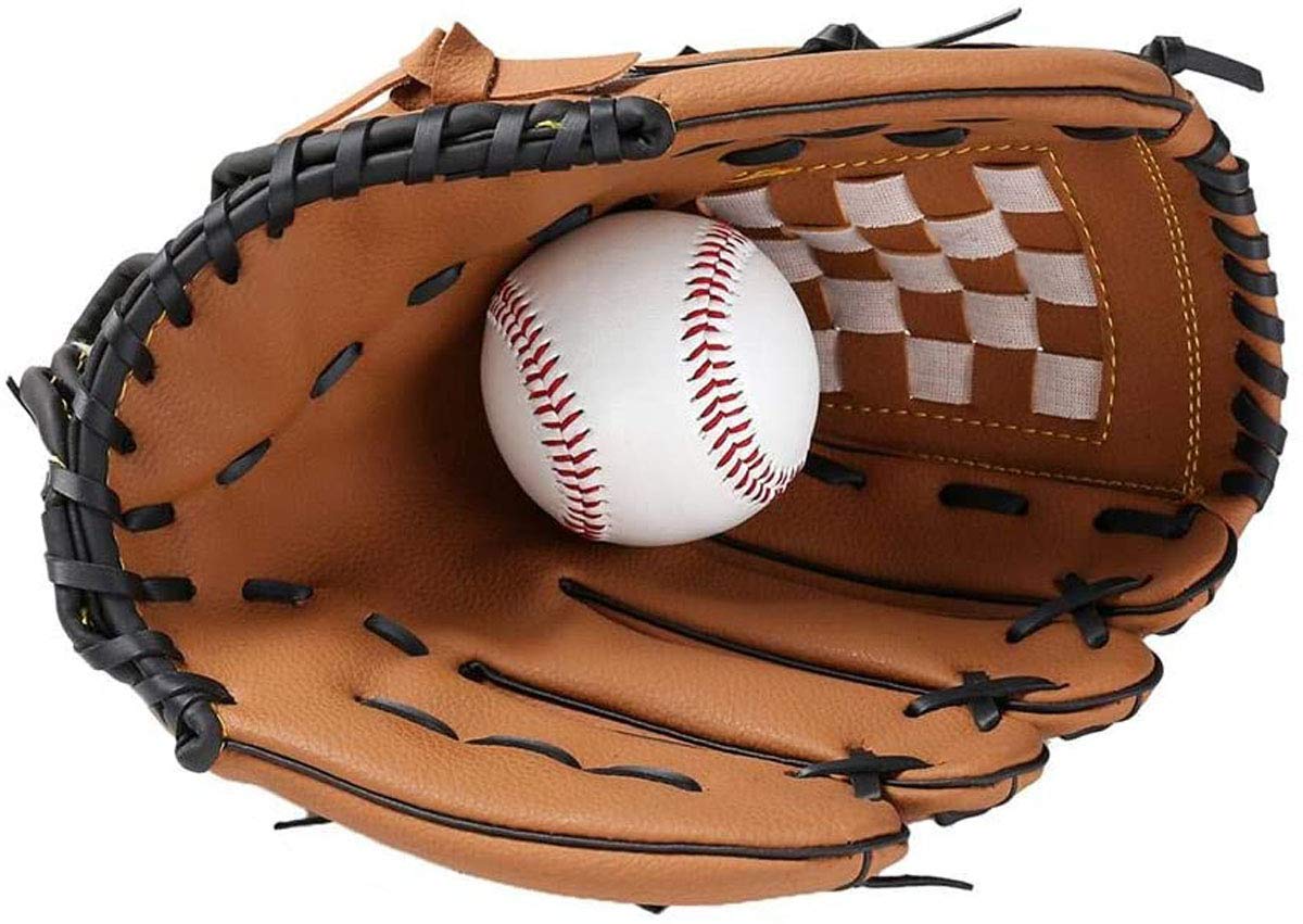 Acidea 12,5 Pollici Guantone da Baseball, Guanti di Lanciatore in Pelle PU per Mano Sinistra Guanto da Baseball per Giovani Adulti, Bambini, Adolescenti, Marrone