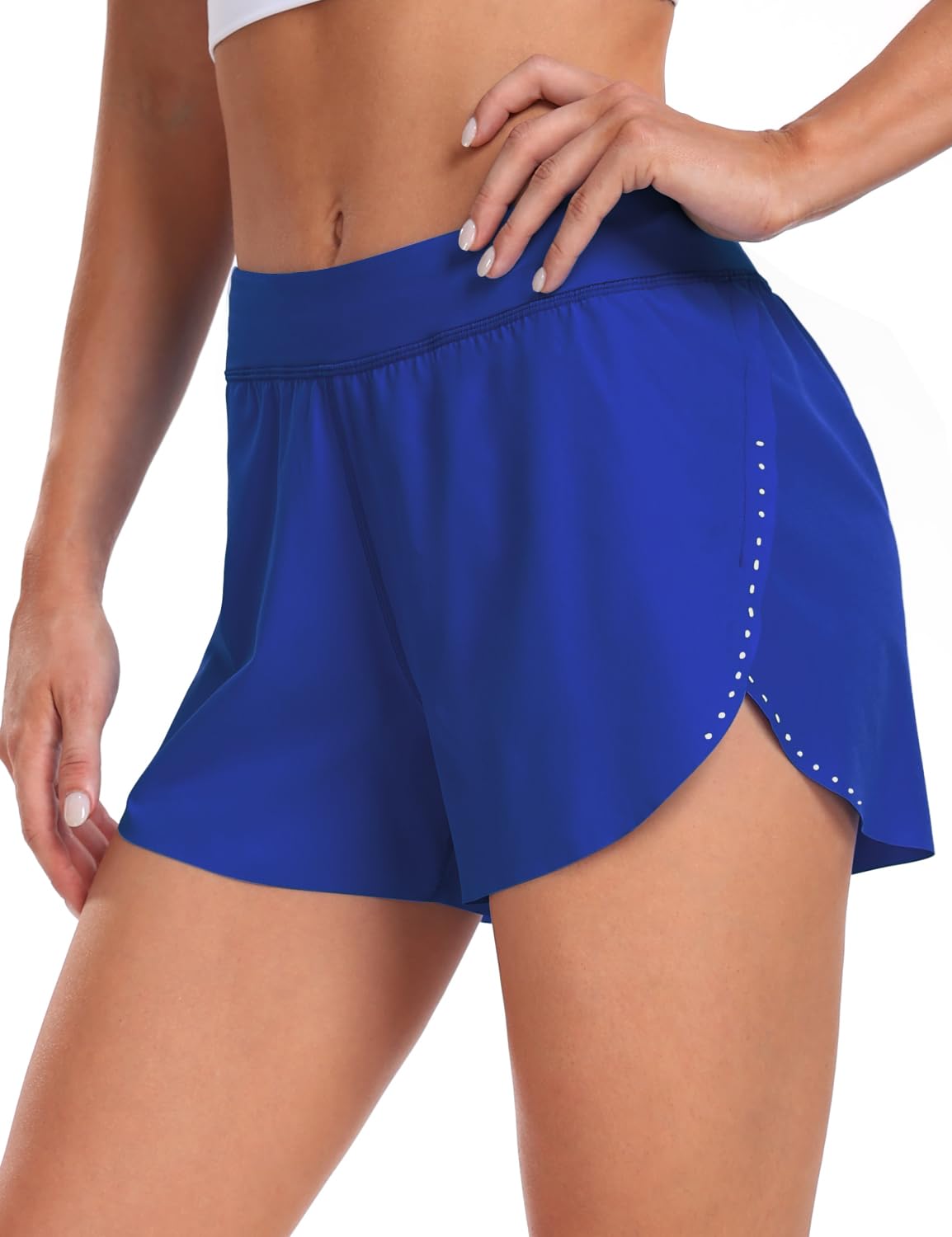 HeyNuts My Pace Running Shorts for Women, Mid Waisted Reflective Athletic Shorts Lined Workout Shorts 3"