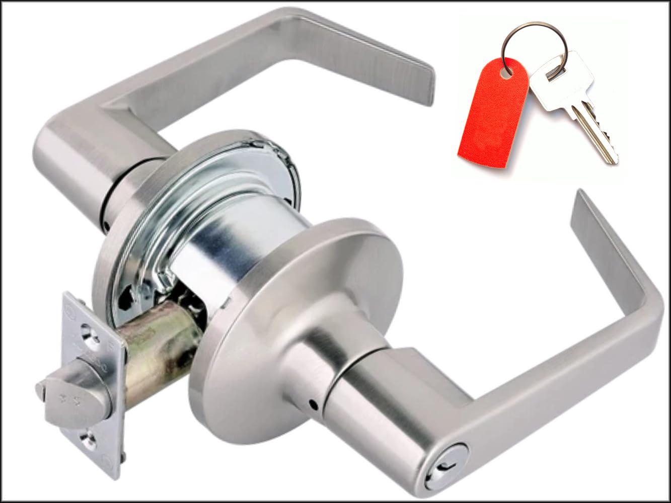 Door Lever Lock : Double Sided Door Lock with Dual Cylinders Protection :Safeguarding Grade 2 Security and Rugged Stainless Steel Construction :Non-Handed ADA Compliant Double Keyed Entry Handle Locks